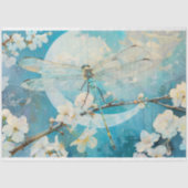 Mond-Blüten Dragonfly Vintag florale Decoupage Seidenpapier (Vorderseite)