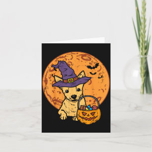 Mond Chihuahua Hexe Kürbislaterne Halloween Karte