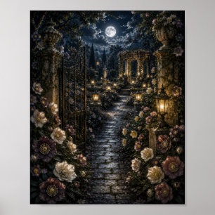 Mond-Christrose Spaziergang Vintage-Botanik Poster