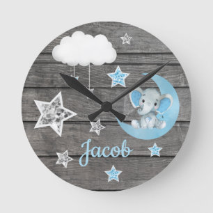 Mond, Cloud Wall Clock, rund, mittel Runde Wanduhr