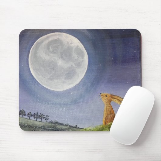 Mond, der Hase-Mäusematte anstarrt Mousepad (Mit Mouse)