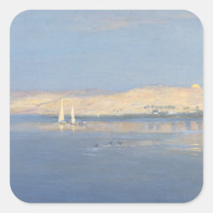 Mond, der über den Nil steigt Quadratischer Aufkleber