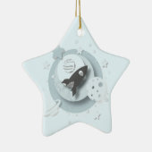Mond "des Babys 1. Weihnachts" u. Stern-Dekoration Keramikornament (Rechts)
