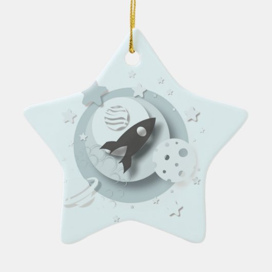 Mond "des Babys 1. Weihnachts" u. Stern-Dekoration Keramikornament (Vorne)