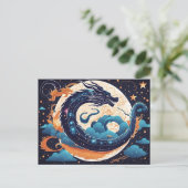 Mond-Drachen-Postkarte Postkarte (Stehend Vorderseite)