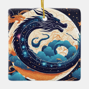Mond-Drachen-Schmuck Keramikornament