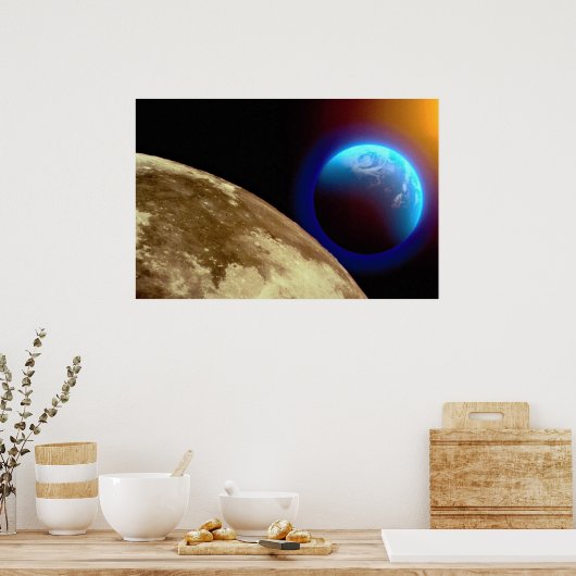 Mond, Erde und Sonne Poster (Küche)