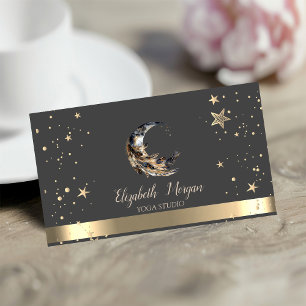 Mond Feder Gold Sterne Yoga Studio Visitenkarte