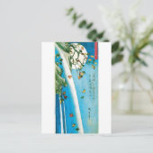 Mond gesehen durch Ahorn-Blätter und Wasserfall Postkarte (Stehend Vorderseite)