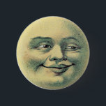 Mond-Gesicht Button<br><div class="desc">Hinterer Knopf des Flairs oder des Buttons mit einem Vintagen pic des Mondgesichtes.</div>