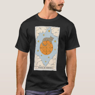 Mond Glücksrad Katze Tarotkarte Witchy Gothi T-Shirt