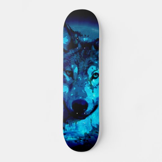 Mond-Glühen-Wolf-Skateboard Skateboard (Vorderseite)