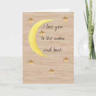Mond Gold Sterne Ich liebe dich bis zum Mond und z Karte