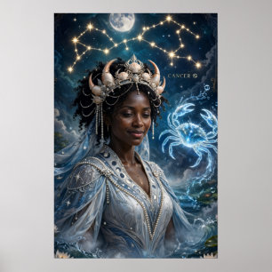 Mond Göttin Schwarzer Krebs Kunst Poster
