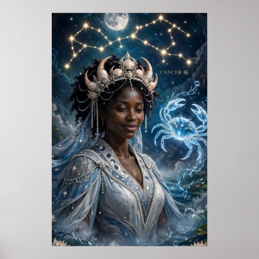 Mond Göttin Schwarzer Krebs Kunst Poster (Vorne)