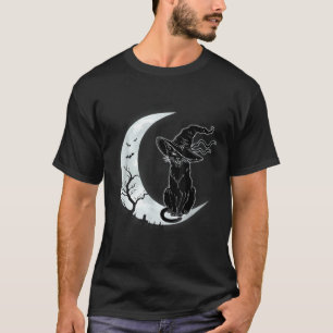 Mond Halloween Grusel Schwarz Katzen Kostüm Hexenh T-Shirt
