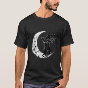 Mond Halloween Grusel Schwarz Katzen Kostüm Hexenh T-Shirt