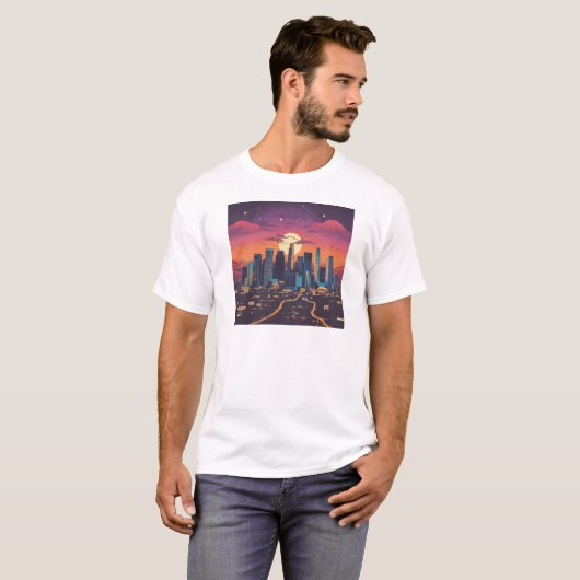 Mond hinter der Stadt T-Shirt (Vorne ganz)