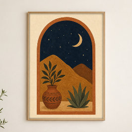 Mond im Bogen Aquarell Himmels Kunstposter Poster