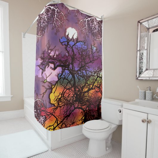 Mond in den Bäumen...... Duschvorhang (Beispiel)