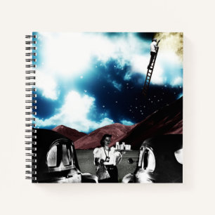 Mond in Renovierungsarbeiten Notizblock