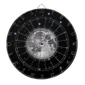 Mond in sternenklarem RaumDartboard Dartscheibe (vorne)