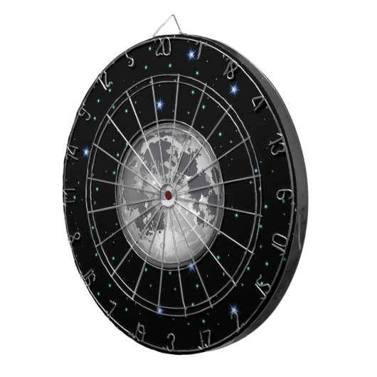Mond in sternenklarem RaumDartboard Dartscheibe (Vorderseite rechts)