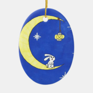 MOND-KANINCHEN UND DIE LATERNE KERAMIK ORNAMENT