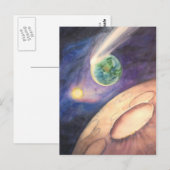 Mond, Komet, Erde, Sonne Postkarte (Vorne/Hinten)