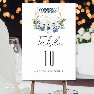 Mond Kristalle Blumen Boho Metaphysische Hochzeit Tischnummer