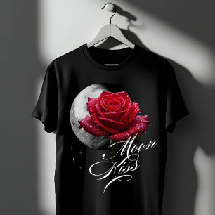 Mond Kuss Rose & Vollmond Romantische Kunst T-Shirt