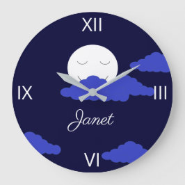 Mond lächeln mit dunklen Wolken Große Wanduhr