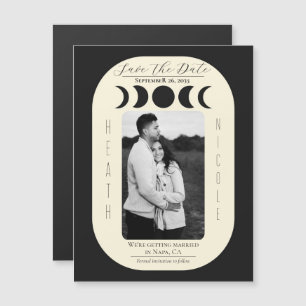 Mond Luxus Schwarz & Creme Mondphase Save The Date Magnetkarte