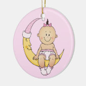 Mond-Mädchen des Babys erstes Keramikornament (Links)
