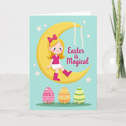 Mond Mädchen Frühling Grußkarte Karte (Vorderseite)