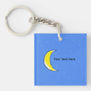 Mond – Minimales Mond Custom-Text-Design Schlüsselanhänger