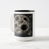 Mond mit Asteroidenkratern Zweifarbige Tasse (Vorderseite Links)
