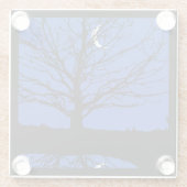 Mond mit Baum, Kobalt-Blau, Schwarzweiss Glasuntersetzer (Rückseite)