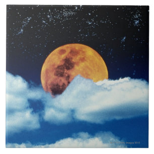 Mond mit Sternen Fliese