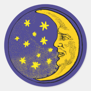 Mond Mondgesicht moon face Runder Aufkleber