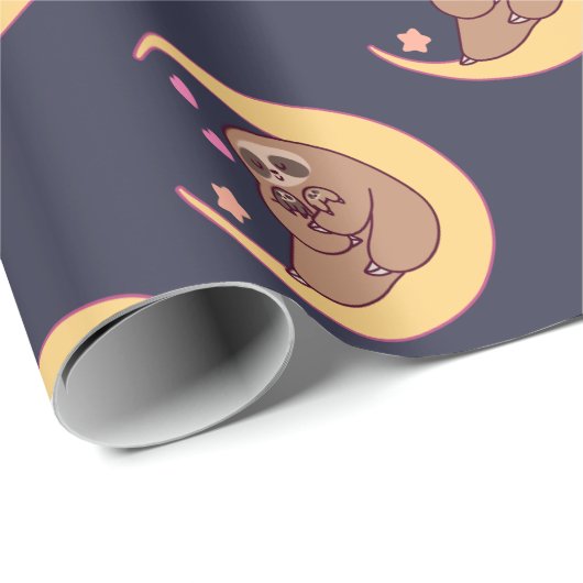 Mond-Mutter Sloth und Babys Geschenkpapier (Rolleneckpunkt)