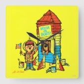 Mond oder Fehlschlag! Quadratische Wanduhr (Vorderseite)