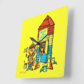 Mond oder Fehlschlag! Quadratische Wanduhr (Winkel)