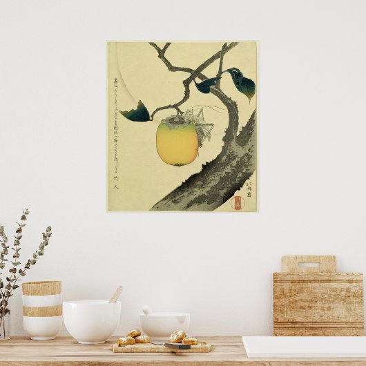 Mond, Persimmon und Grasshopper, 1807 Poster (Küche)