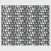 Mond Phase Schwarz-Weiß-Himmel Geschenkpapier (Flach)