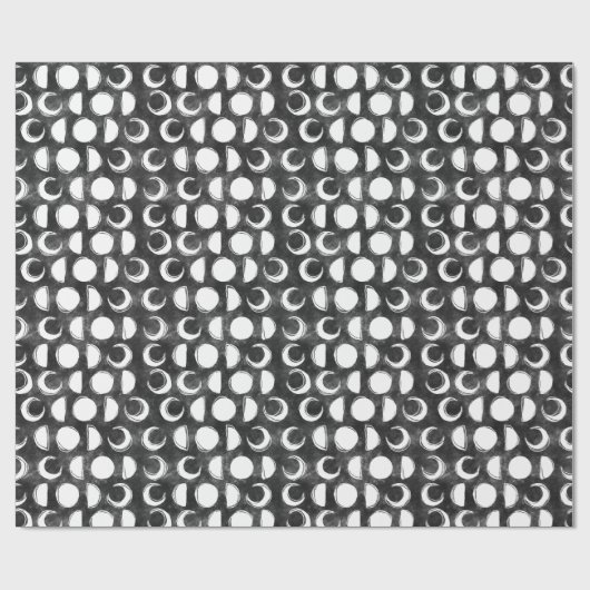 Mond Phase Schwarz-Weiß-Himmel Geschenkpapier (Flach)