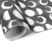 Mond Phase Schwarz-Weiß-Himmel Geschenkpapier (Rolleneckpunkt)