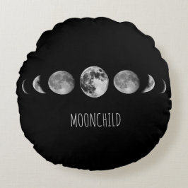 Mond-Phasen * Moonchild Rundes Kissen