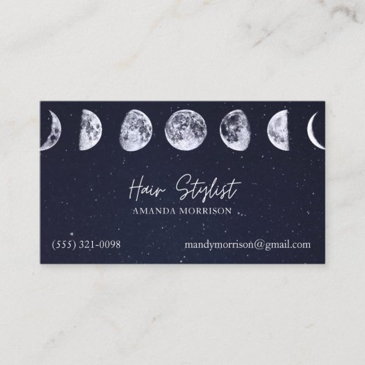 Mond Phases Celestial Hair Stylist Business Cards Visitenkarte (Vorderseite)