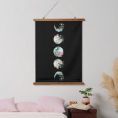 Mond Phases Wood Topped Wall Tapestry Wandteppich Mit Holzrahmen (Schlafzimmer)